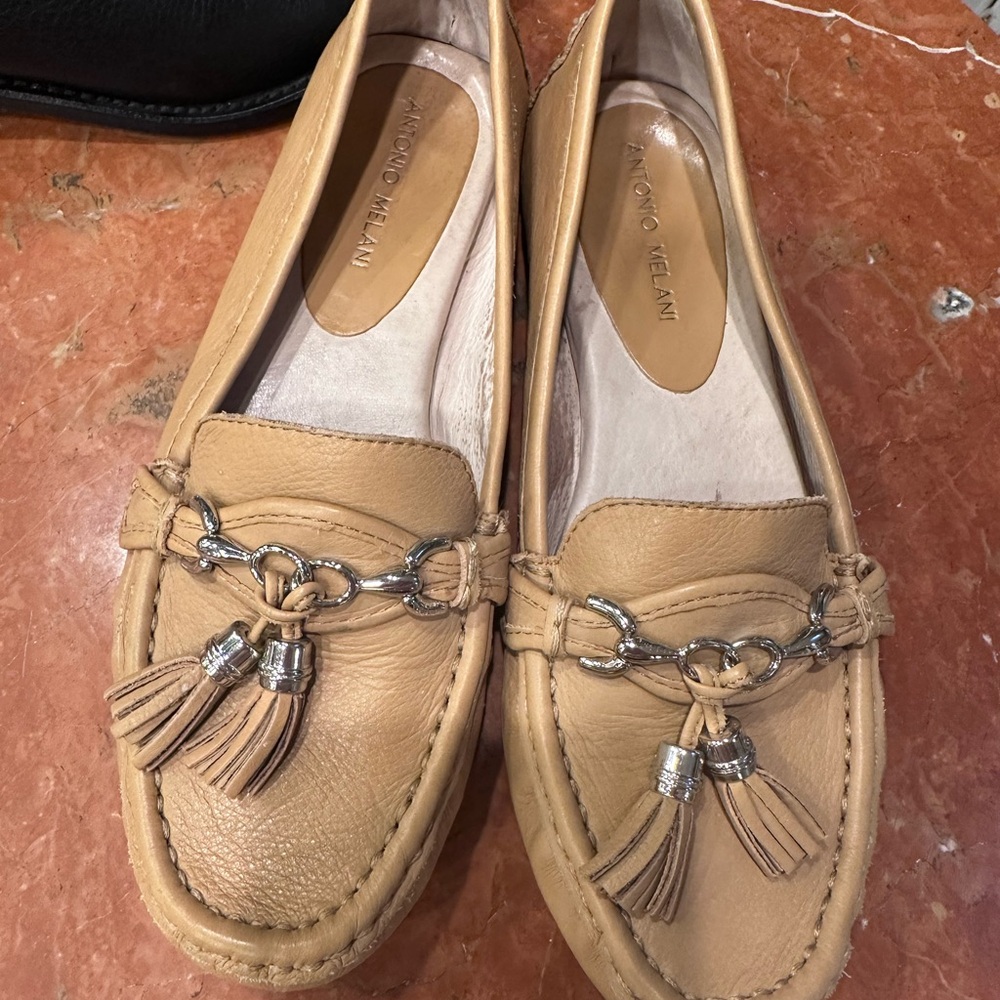 ANTONIO MELANI Tan Loafers with Detail size 10